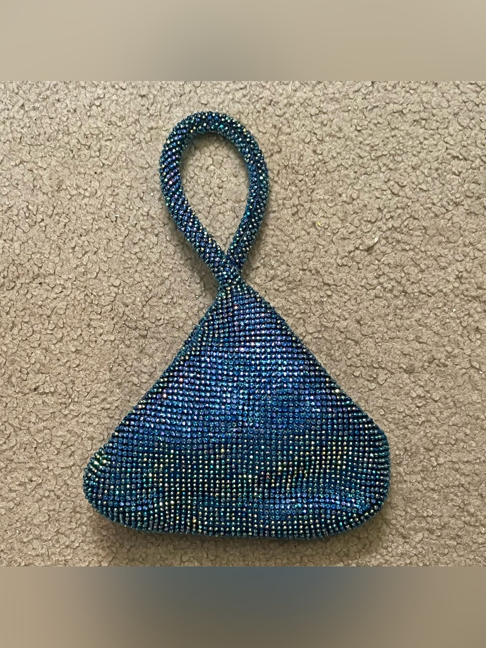 Jessica McClintock Blue Sparkle Rhinestone Mini Evening Bag Purse